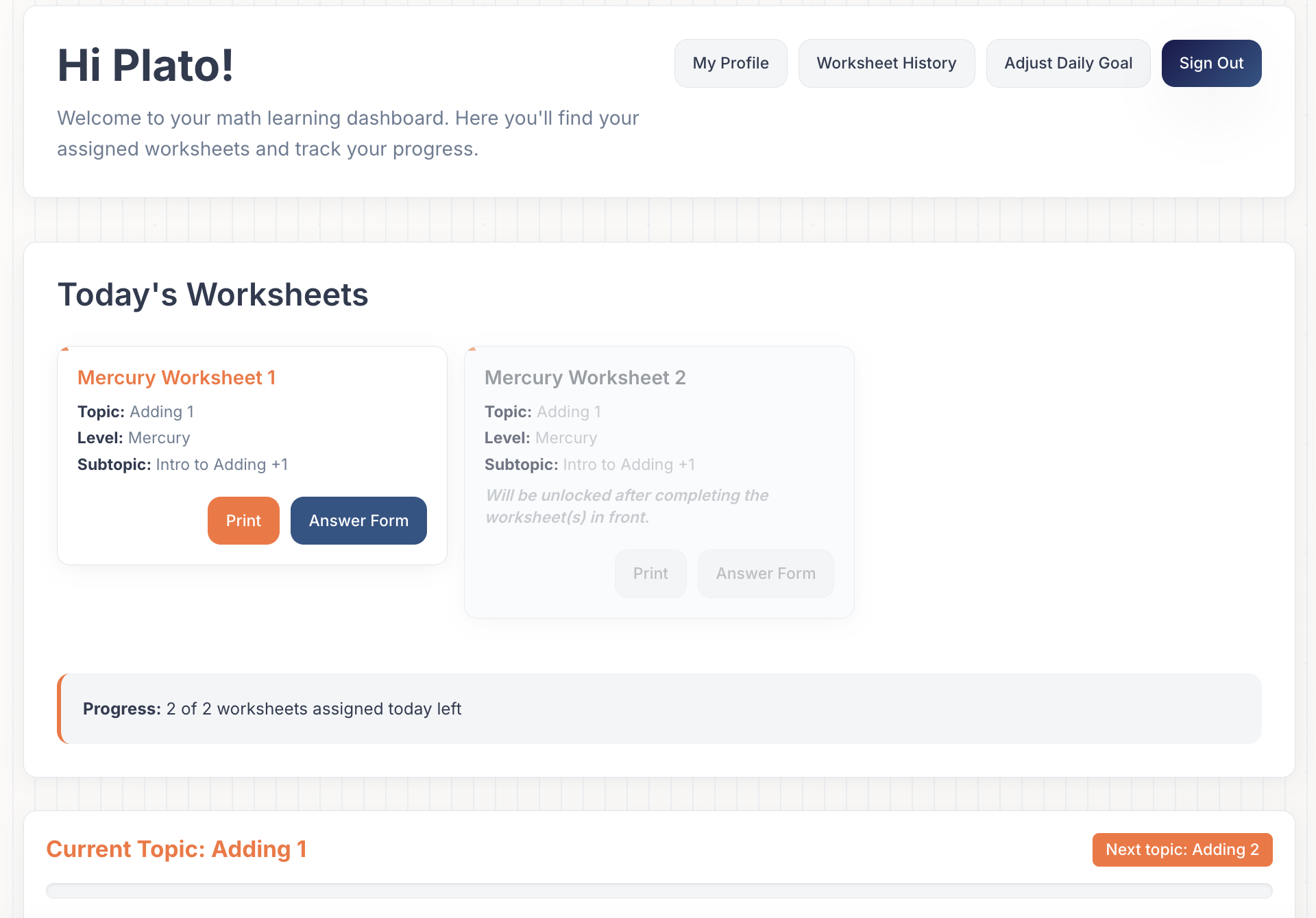 Dashboard Interface